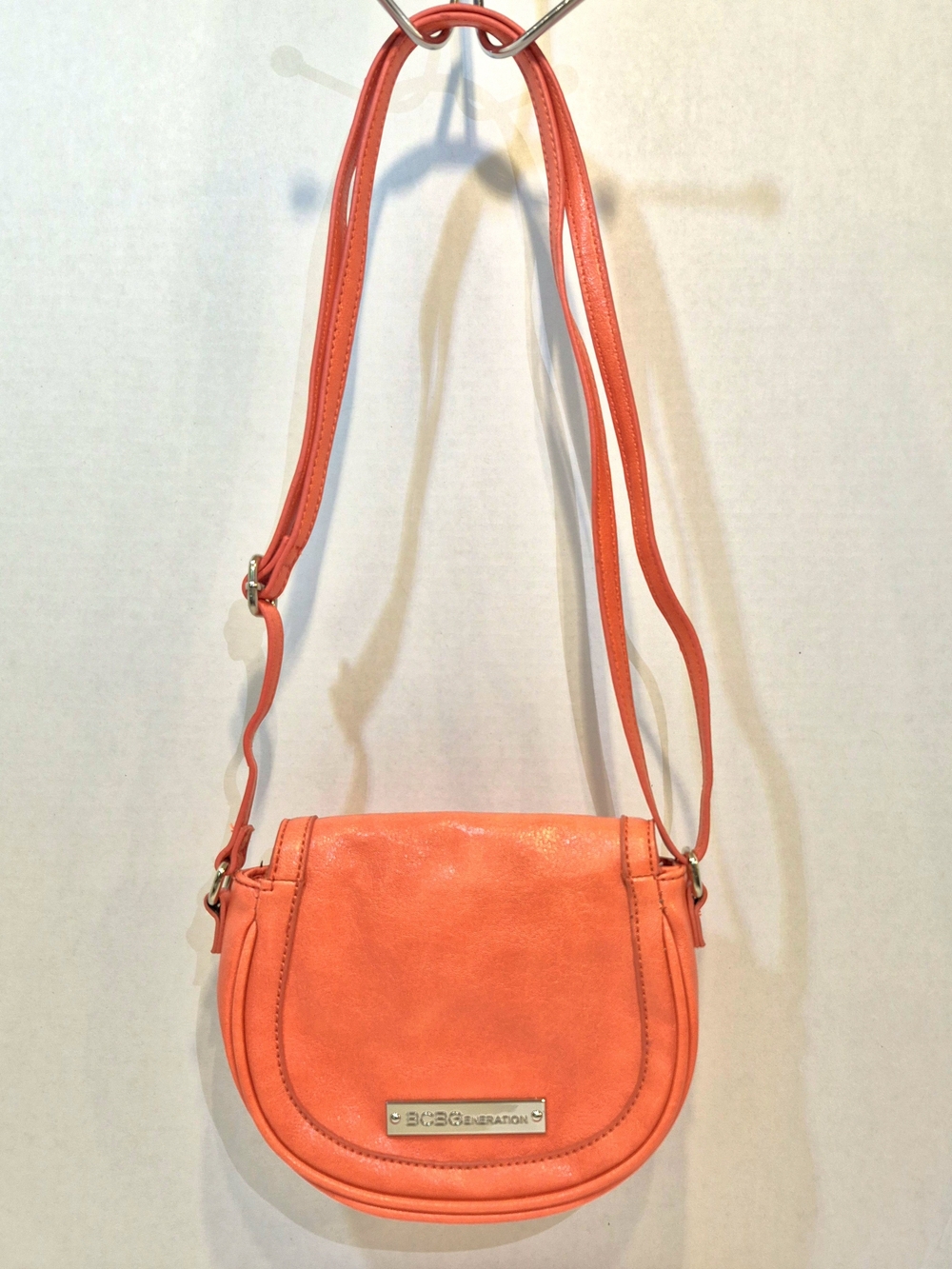 BCBGeneration Neon Coral Crossbody Bag Small Saddle Purse